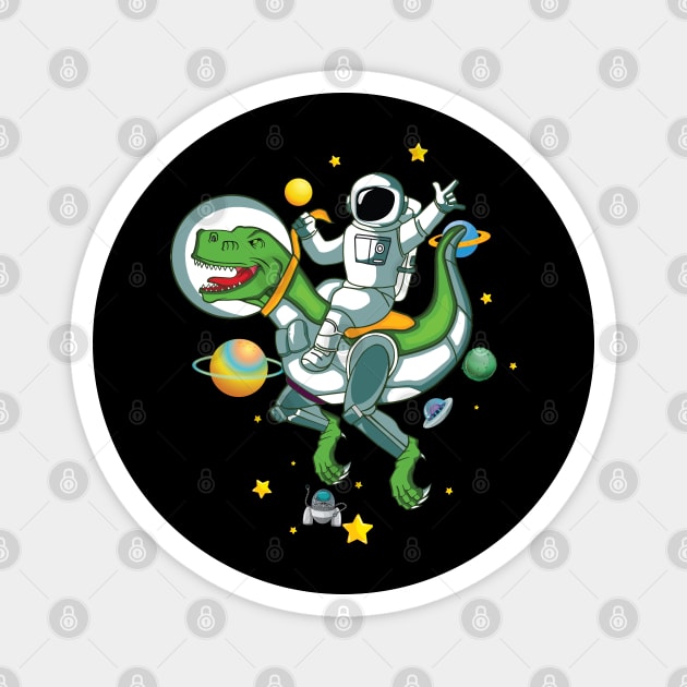 Astronaut Riding Dino Magnet by The WYLD Tribe